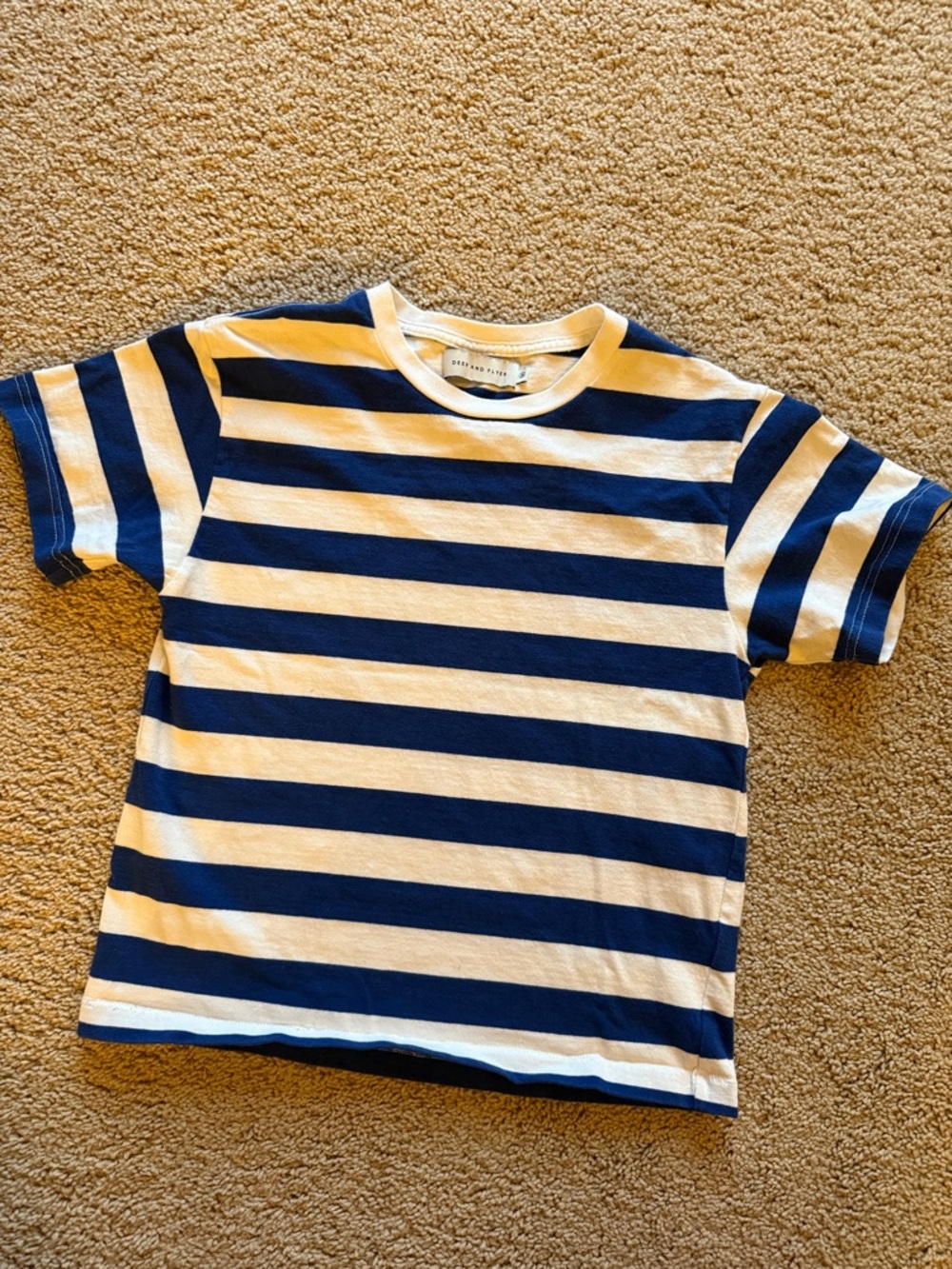 Deer And Flyer Short Sleeve Striped Tee - Navy & White